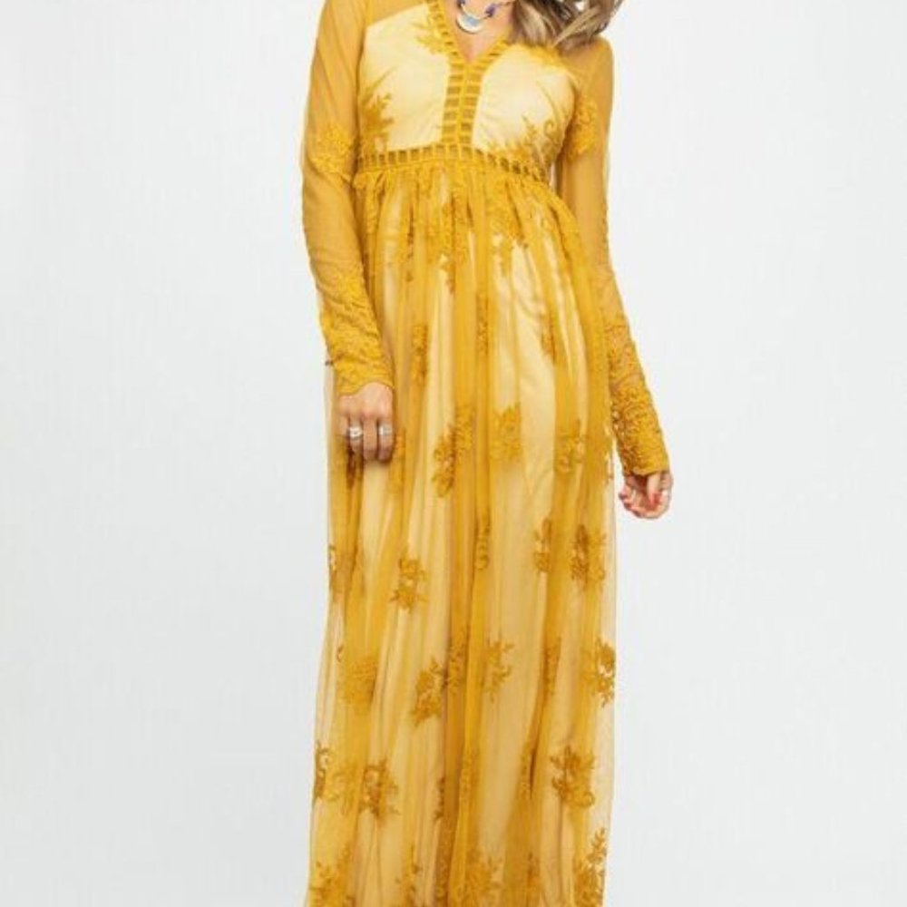 Willow Maxi Mustard Dress